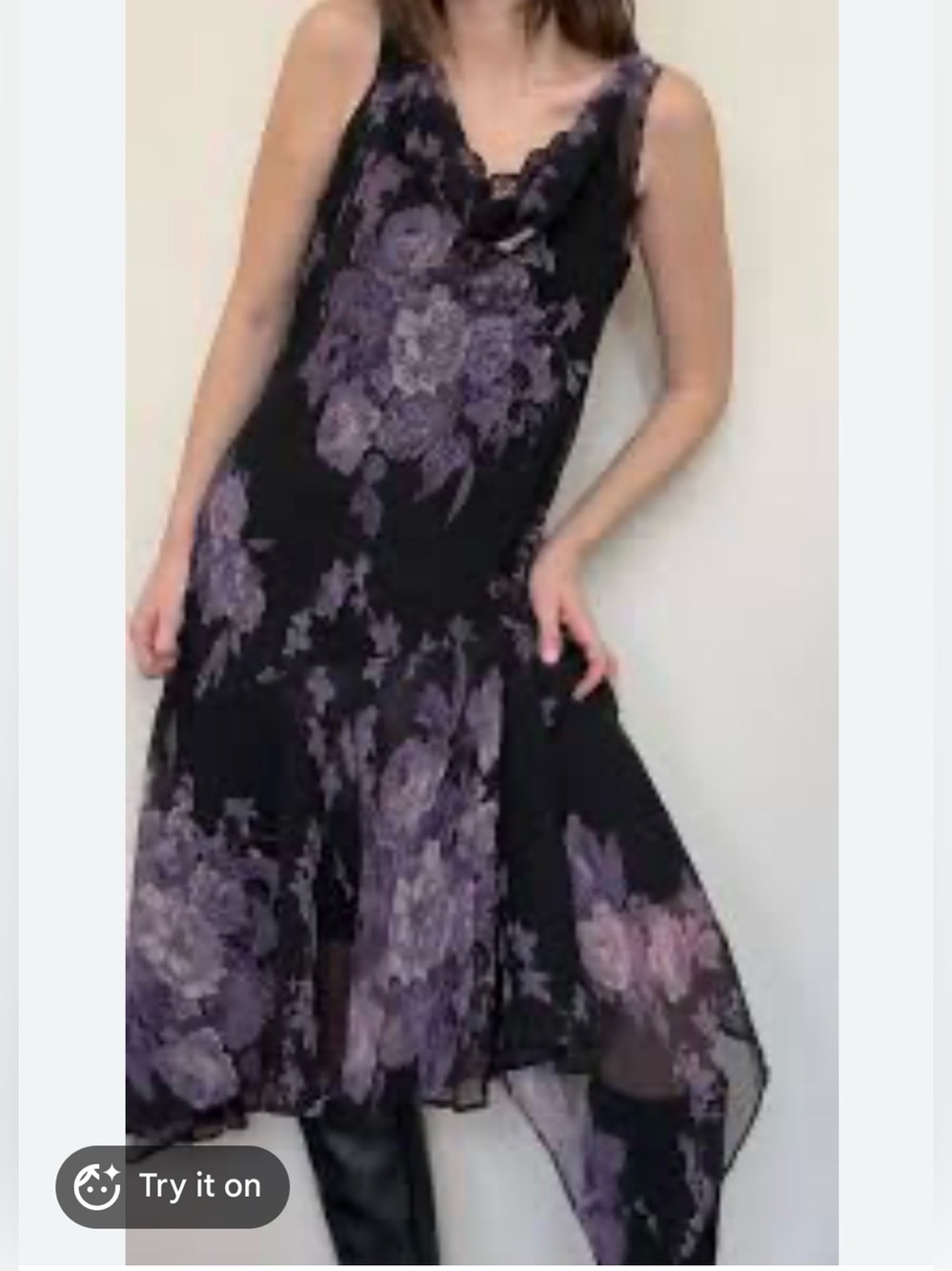 Vintage dressbarn 90s fairy gothic black sheer asymmetrical dress midi size M
